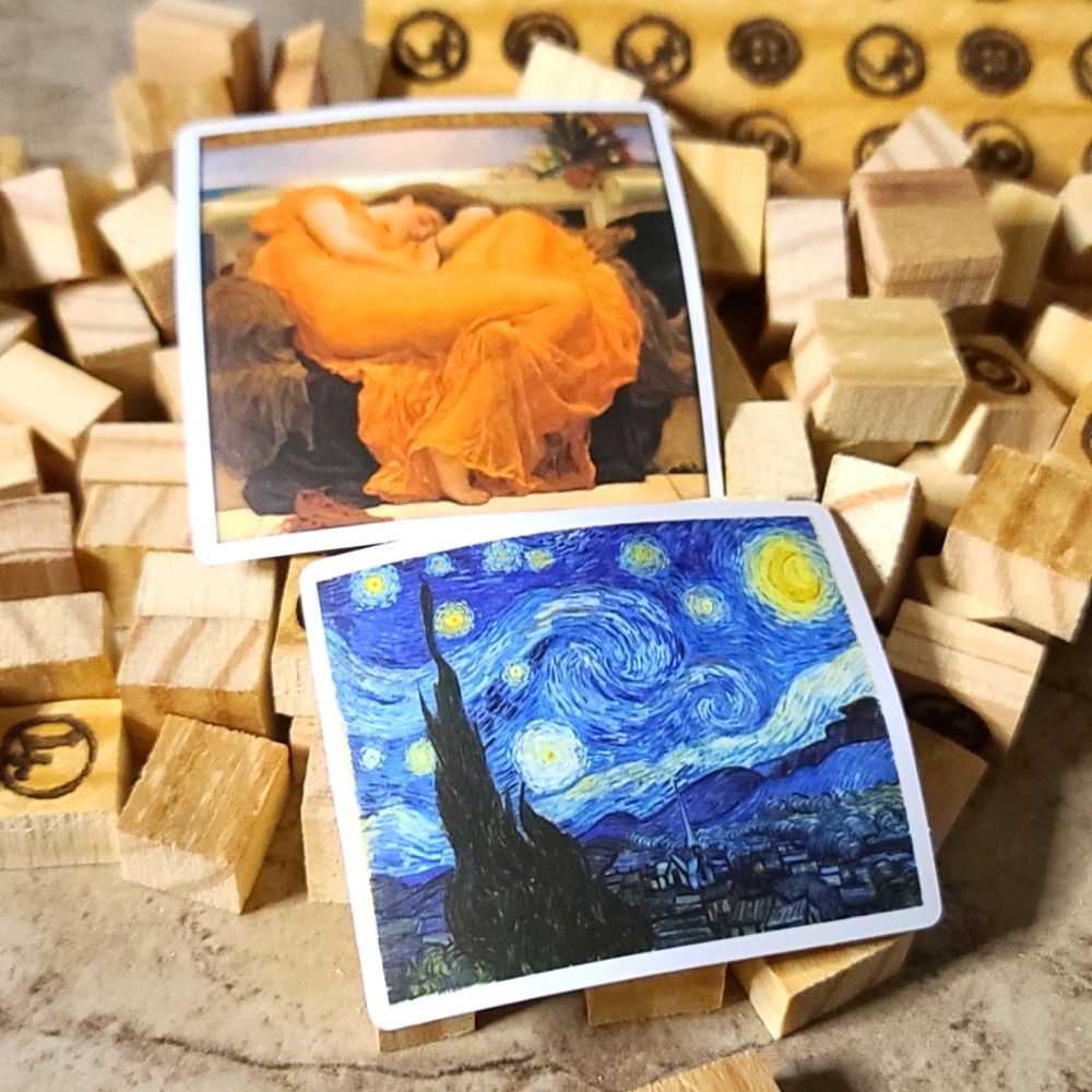 Starry Night & Sleeping Lady Painting Stickers